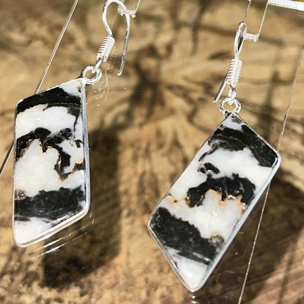 White Buffalo Turquoise Earrings 2” - Picture 6 of 13